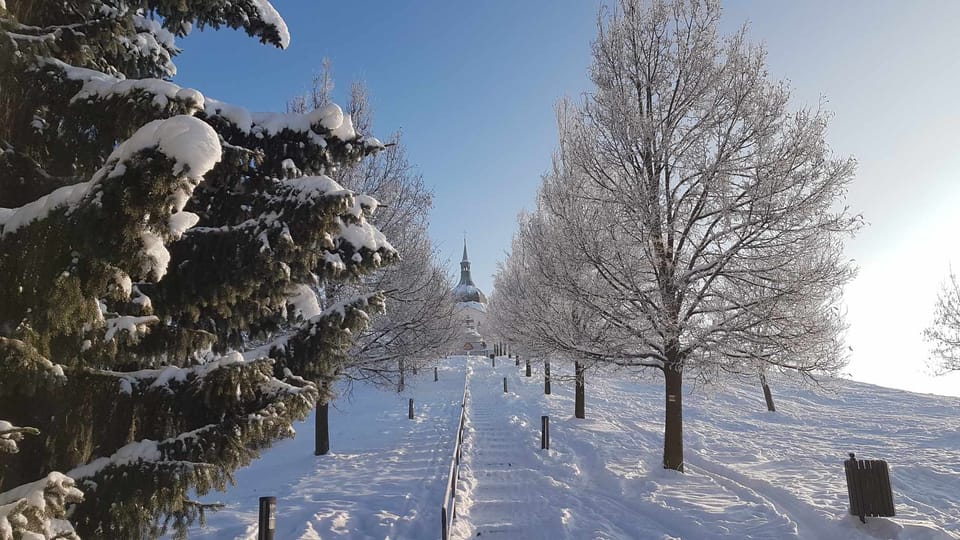 Le chemin vers l'église Saint-Jean-Népomucène à Zelená Hora | Photo: Zdeňka Kuchyňová, Radio Prague Int. Le chemin vers l'église Saint-Jean-Népomucène à Zelená Hora | Photo: Zdeňka Kuchyňová, Radio Prague Int.