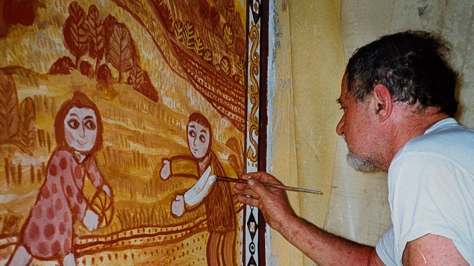Štěpán Zavřel peint une fresque | Photo: Archives de Marie Dufková Štěpán Zavřel peint une fresque | Photo: Archives de Marie Dufková