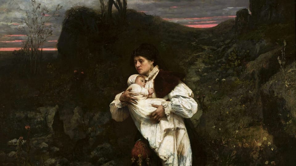 Václav Brožík,  'La femme avec un enfant',  source: Le Musée national de Varsovie