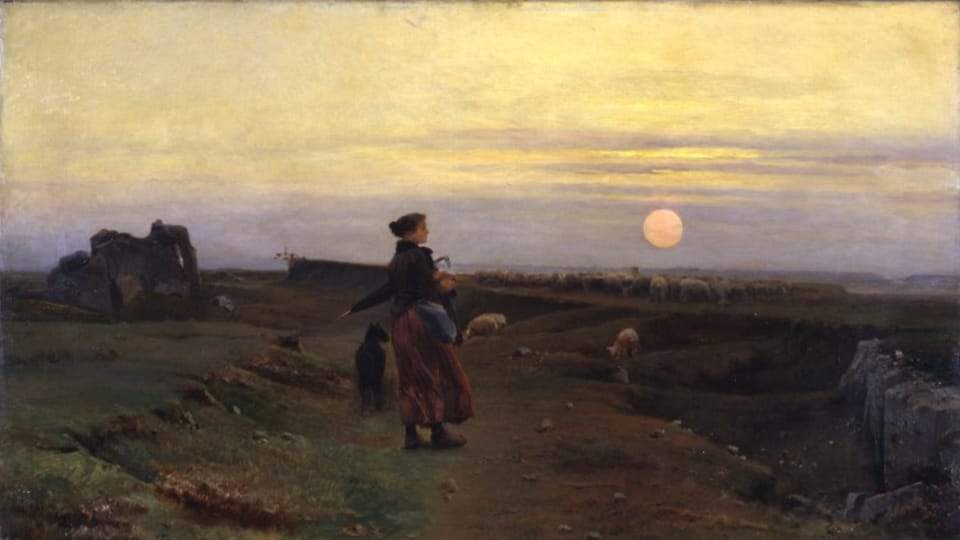 Václav Brožík,  'Le paysage breton avec la bergère,  source: public domain