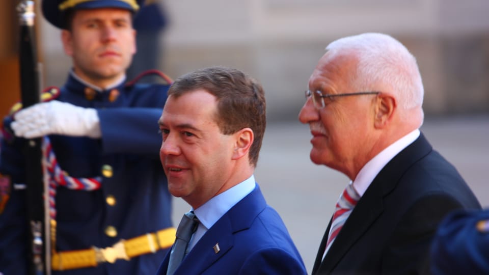 Dmitrij Medveděv (vlevo) a Václav Klaus, foto: Štěpánka Budková Dmitrij Medveděv (vlevo) a Václav Klaus, foto: Štěpánka Budková