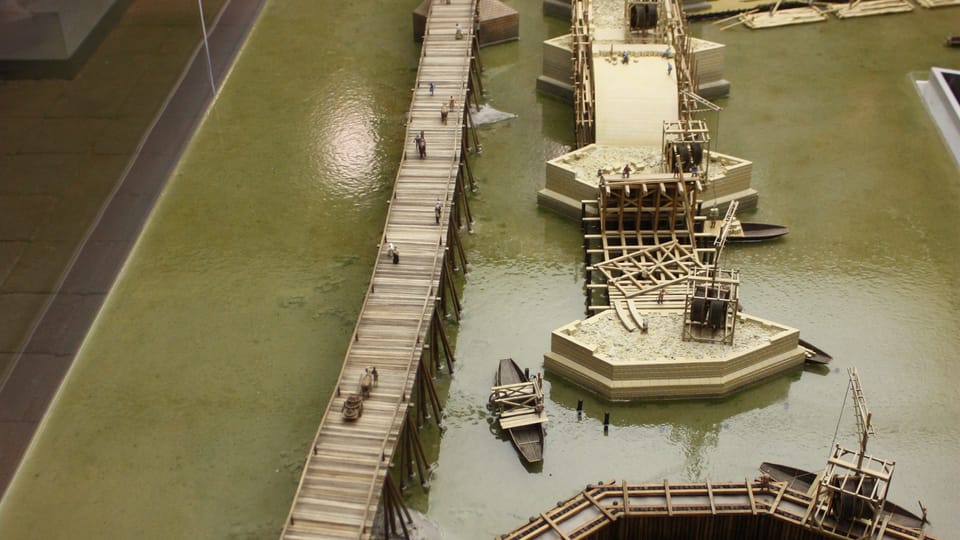 Le modèle du chantier du pont Charles, photo: Štěpánka Budková Le modèle du chantier du pont Charles, photo: Štěpánka Budková