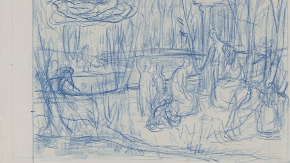 Pierre Cécile Puvis de Chavannes,  L'étude pour la peinture 'Le bois sacré',  1883-84 / Galerie nationale