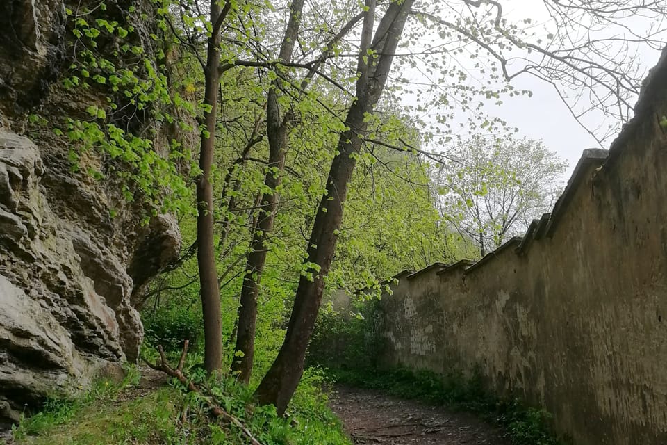 Le mur du cloître de Svatý Jan pod Skalou | Photo: Štěpánka Budková, Radio Prague Int. Le mur du cloître de Svatý Jan pod Skalou | Photo: Štěpánka Budková, Radio Prague Int.