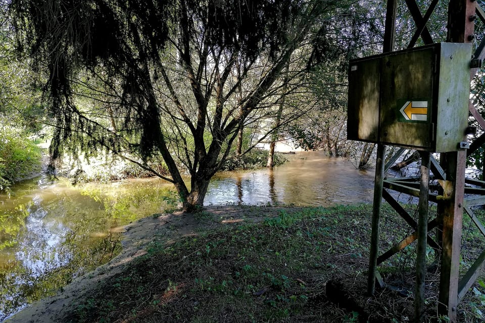 Un sentier de randonnée inondé par le débordement da rivière Sázava | Photo: Anaïs Raimbault,  Radio Prague Int.